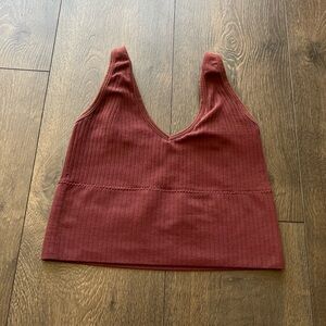 Brown Ribbed Tank Top